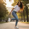 Adidasi dama casual albi cu verde 30664